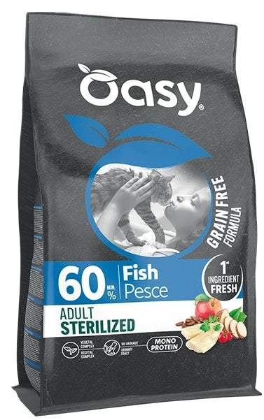 OASY GATTO GRAIN FREE FORMULA ADULTO STERILIZZATO PESCE 300 GR