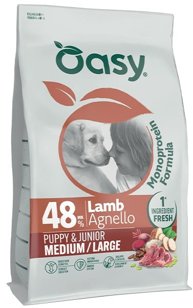 OASY CANE MONOPROTEIN FORMULA PUPPY&JUNIOR MEDIUM&LARGE AGNELLO 2 KG