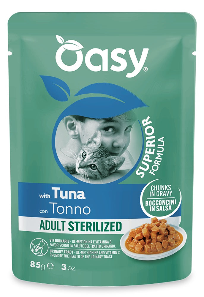 OASY GATTO SUPERIOR FORMULA BOCCONCINI ADULTO STERILIZZATO TONNO 85 GR