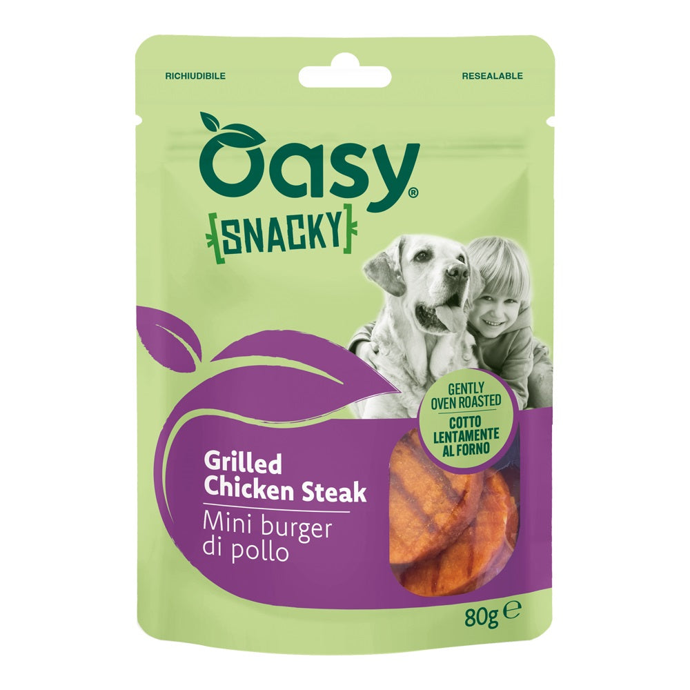 OASY CANE SNACK SNACKY MINI BURGER POLLO BUSTA 80 GR