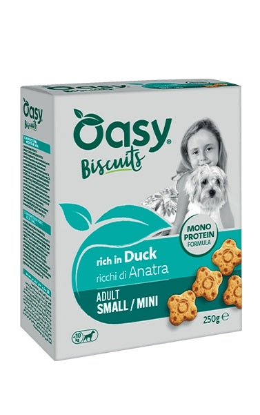 OASY CANE SNACK BISCUITS MONOPROTEIN ADULTO SMALL&MINI ANATRA 250 GR