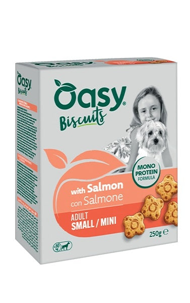 OASY CANE SNACK BISCUITS MONOPROTEIN ADULTO SMALL&MINI SALMONE 250 GR