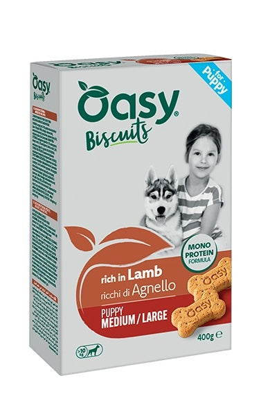 OASY CANE SNACK BISCUITS MONOPROTEIN PUPPY MEDIUM&LARGE AGNELLO 400 GR
