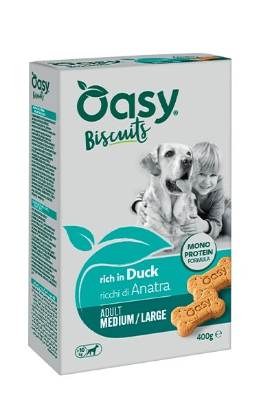 OASY CANE SNACK BISCUITS MONOPROTEIN ADULTO MEDIUM&LARGE ANATRA 400 GR