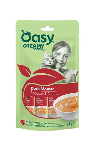 OASY GATTO SNACK CREAMY ADULTO MOUSSE ANATRA CF. (4x15 GR)