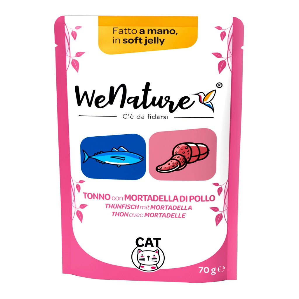 WENATURE GATTO BUSTA IN JELLY ADULTO TONNO & MORTADELLA DI POLLO 70 GR