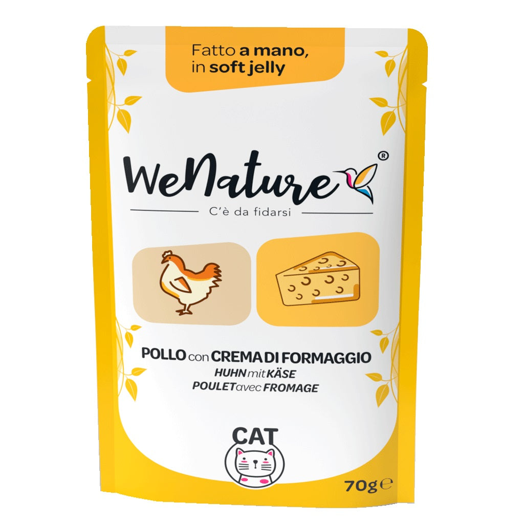 WENATURE GATTO BUSTA IN JELLY ADULTO POLLO & CREMA DI FORMAGGIO 70 GR