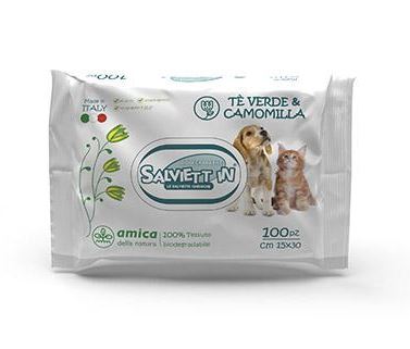 SALVIETT IN SALVIETTE IGIENICHE "XXL" BIODEGRADABILI CF. (100 PZ) THE' VERDE & CAMOMILLA alimento per cani e gatti | Pet Care Italia