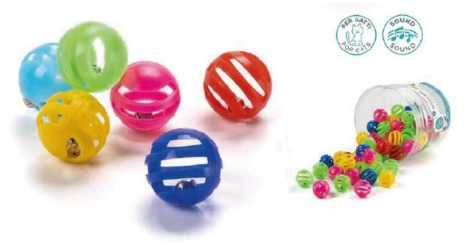 LEO PET GATTO GIOCO PALLINA IN PLASTICA CON CAMPANELLA 3,6 CM (colori assortiti)