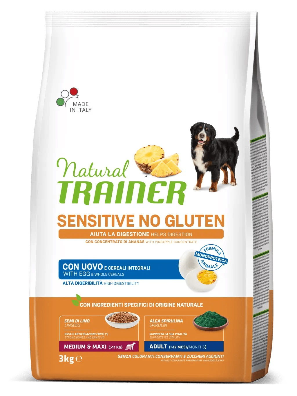 TRAINER CANE NATURAL SENSITIVE ADULTO MEDIUM&MAXI UOVO & CEREALI INTEGRALI 3 KG