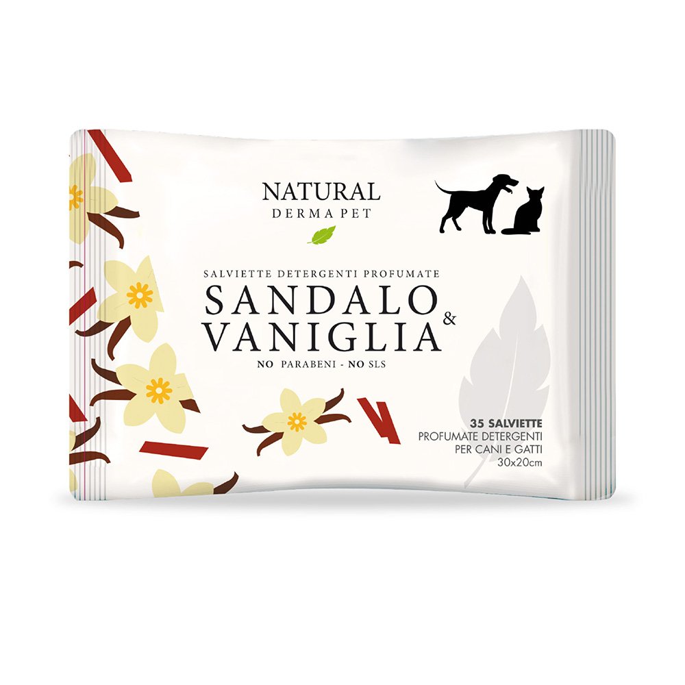 NATURAL DERMA PET SALVIETTE DETERGENTI PROFUMATE CF. (35 PZ) SANDALO & VANIGLIA