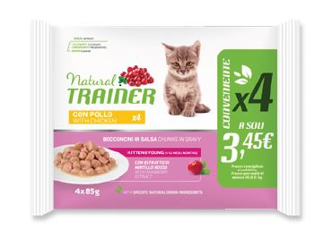 Trainer Gatto Natural Kitten & Young Pollo Flowpack Cf. (4X85) Gr