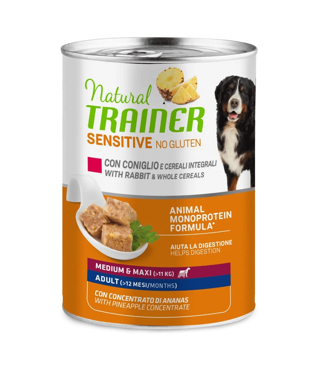 TRAINER CANE NATURAL SENSITIVE ADULTO MEDIUM&MAXI CONIGLIO & CEREALI INTEGRALI 400 GR