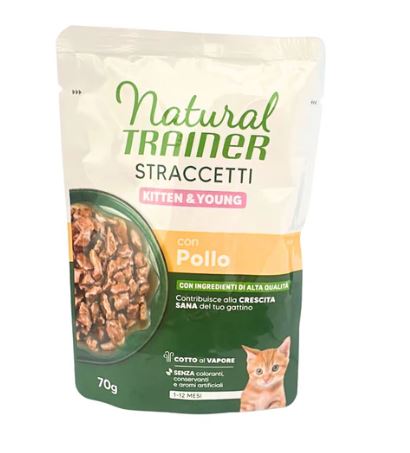 TRAINER GATTO NATURAL STRACCETTI KITTEN & YOUNG POLLO 70 GR