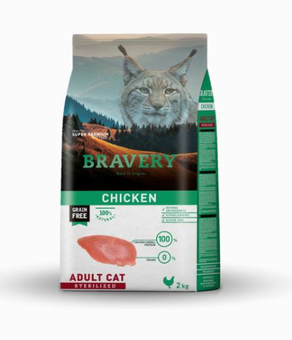 BRAVERY GATTO ADULTO STERILIZZATO POLLO 2 KG