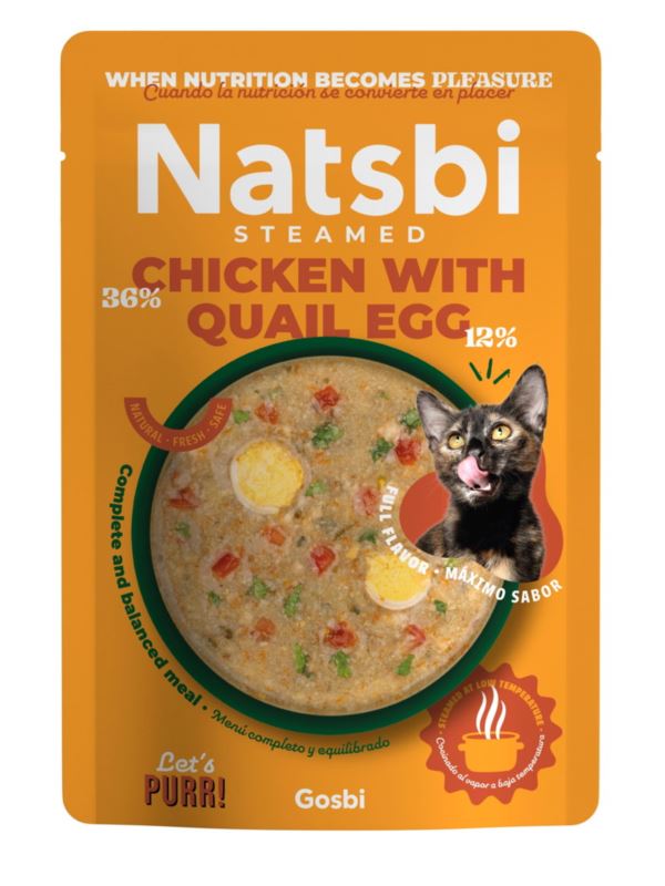Gosbi Gatto Natsbi Steamed Busta Adulto Pollo & Uova di Quaglia 80 g