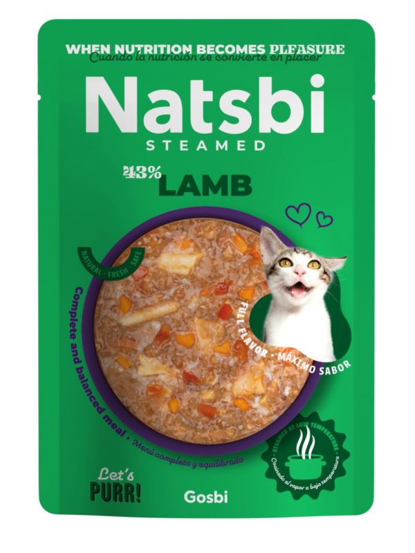 GOSBI GATTO NATSBI STEAMED BUSTA ADULTO AGNELLO 80 GR