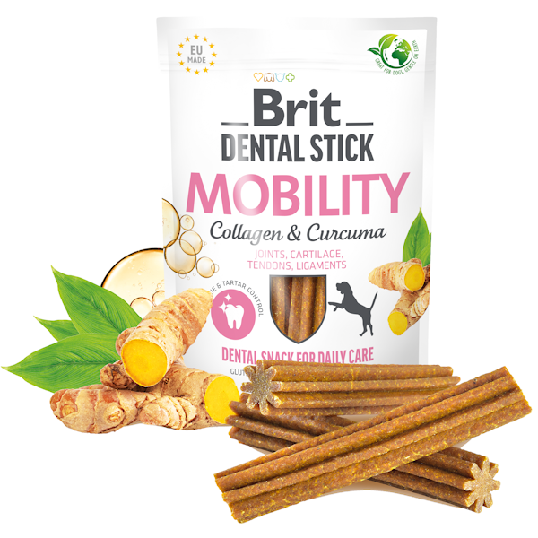 BRIT CANE SNACK DENTAL STICK MOBILITY COLLAGENE & CURCUMA 251 GR
