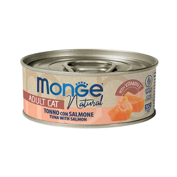 MONGE GATTO NATURAL LATTINA ADULTO TONNO DEL PACIFICO & SALMONE 80 GR