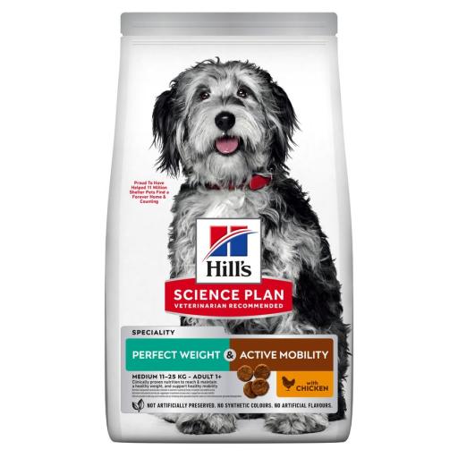 HILL'S CANINE PERFECT WEIGHT + ACTIVE MOBILITY ADULT MEDIUM 12 KG