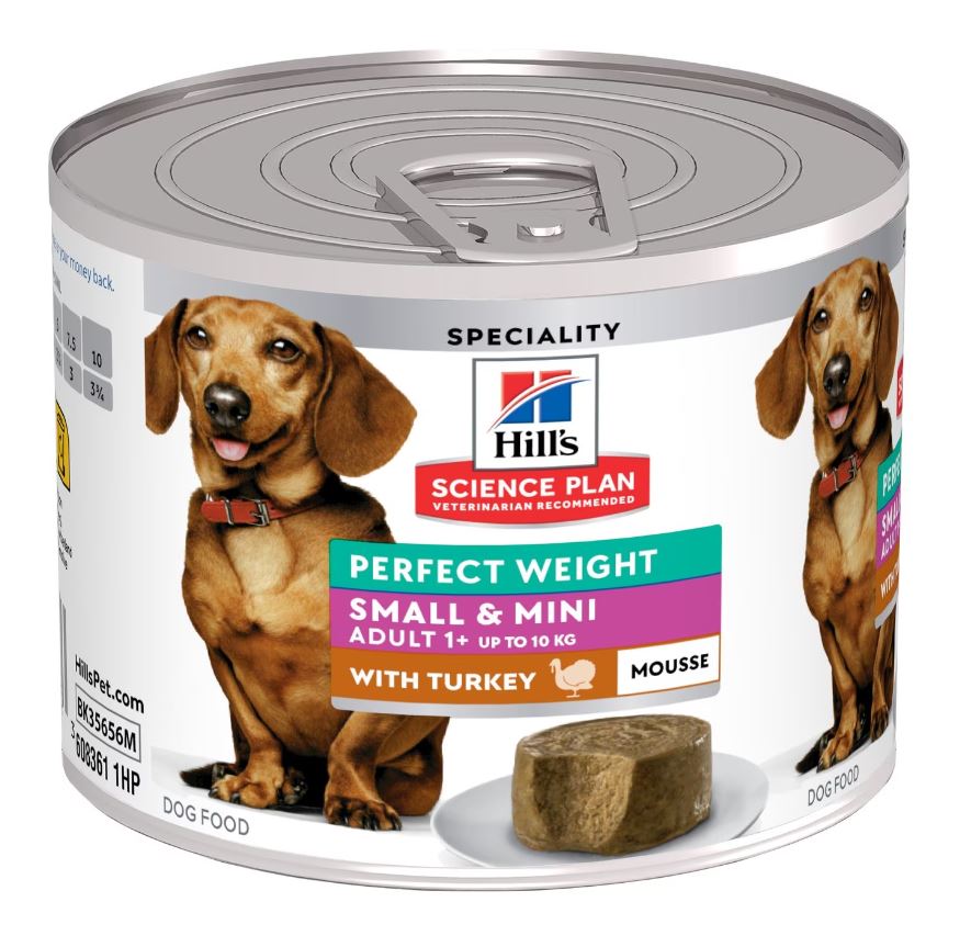 HILL'S CANINE ADULT SMALL&MINI PERFECT WEIGHT MOUSSE TACCHINO LATTINA 200 GR