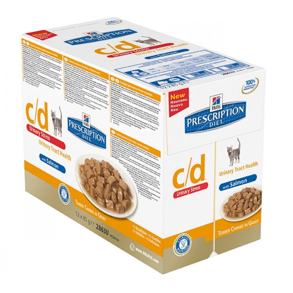 HILL'S PD FELINE C/D STRESS SALMON POUCHES CF. 12x85 GR
