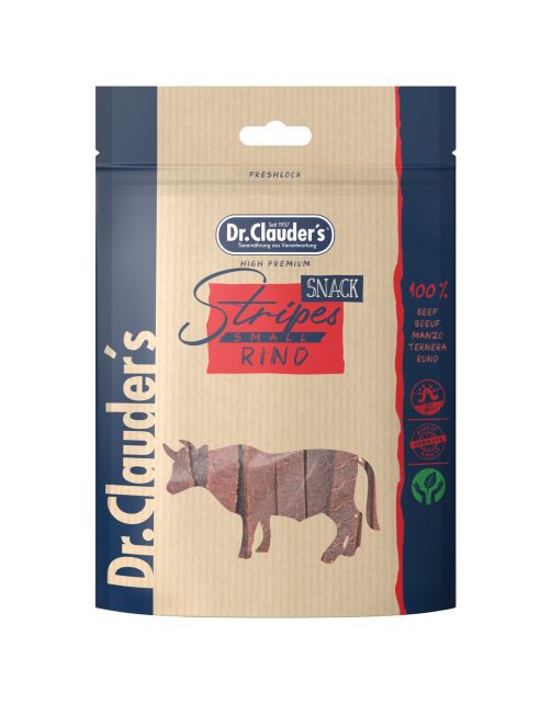 DR. CLAUDER'S CANE/GATTO SNACK STRIPES PICCOLO FILETTO DI MANZO 80 GR