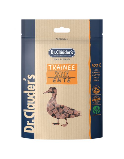 DR. CLAUDER'S CANE/GATTO SNACK TRAINEE CUBETTI ANATRA 80 GR