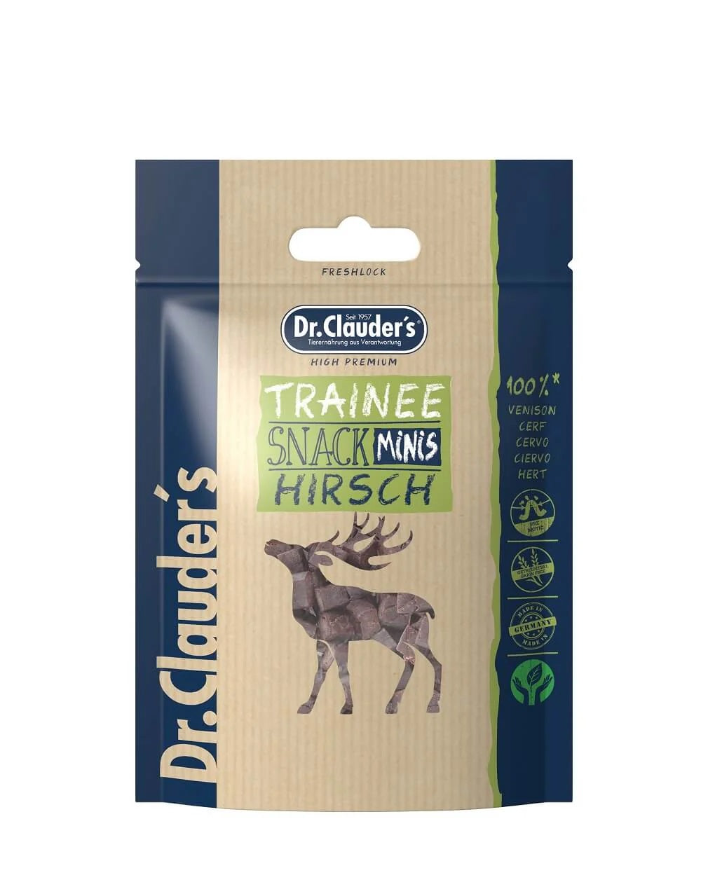 Dr. Clauder's CANE/GATTO Snack Trainee Mini Cubetti Cervo 50 GR