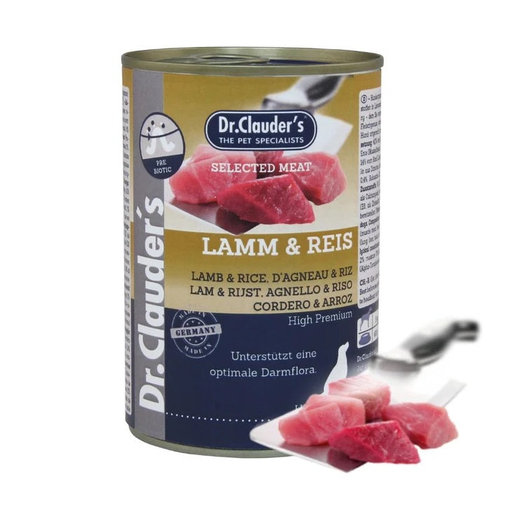 Dr. Clauder's Cane Selected Meat Adulto Agnello & Riso Lattina 400 g