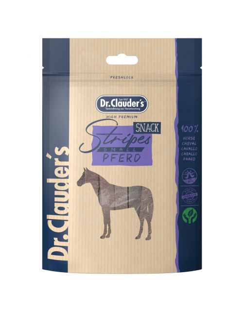 DR. CLAUDER'S CANE/GATTO SNACK STRIPES PICCOLO FILETTO DI CAVALLO 80 GR
