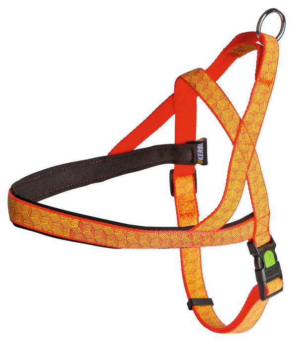 KERBL CANE PETTORINA NORVEGESE RIFLETTENTE 20 MM x 65-85 CM NERO/ARANCIO