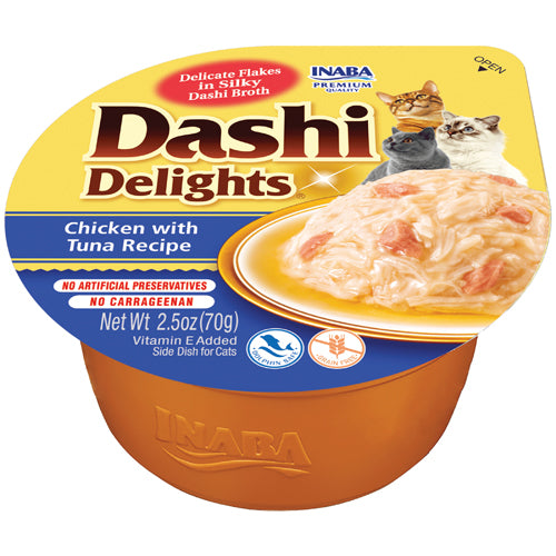 INABA GATTO DASHI DELIGHTS ADULTO RICETTA POLLO & TONNO CUP 70 GR