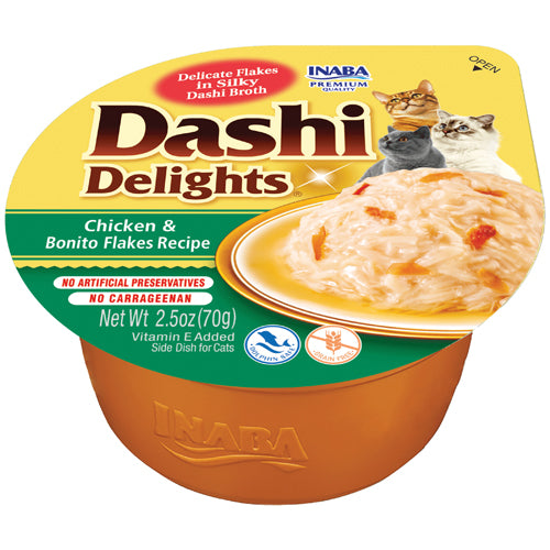 INABA GATTO DASHI DELIGHTS ADULTO RICETTA POLLO & FIOCCHI DI BONITO CUP 70 GR