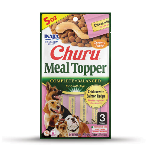 INABA CANE SNACK CHURU MEAL TOPPER CF. (4 PEZZI) RICETTA DI POLLO & SALMONE 56 GR