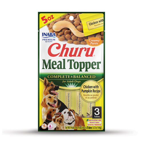 INABA CANE SNACK CHURU MEAL TOPPER CF. (4 PEZZI) RICETTA DI POLLO & ZUCCA 56 GR