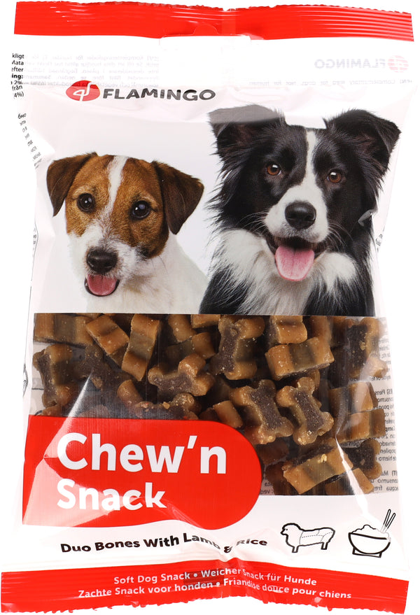 FLAMINGO CANE SNACK CHEW'N OSSICINI DUO AGNELLO & RISO 150 GR