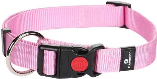 FLAMINGO CANE COLLARE IN NYLON "ZIGGI" 10 MM x 20-35 CM ROSA