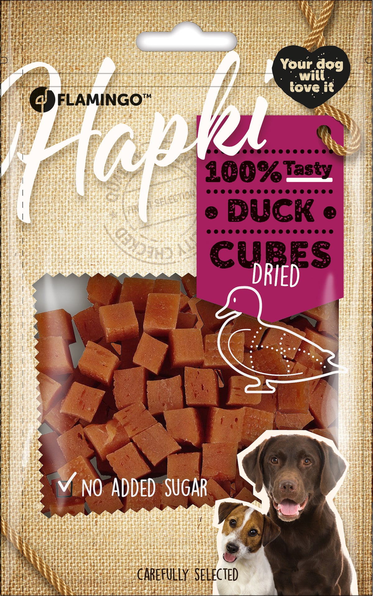FLAMINGO CANE SNACK "HAPKI" CUBETTI DI ANATRA 85 GR