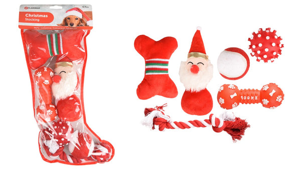 FLAMINGO XMAS CANE CALZA REGALO (6 GIOCHI ALL'INTERNO)