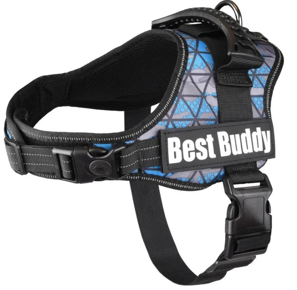 FLAMINGO CANE PETTORINA IN NYLON CON IMBOTTITURA "BEST BUDDY PLUTO" 95-130 CM x 50 MM AZZURRO CAMOUFLAGE
