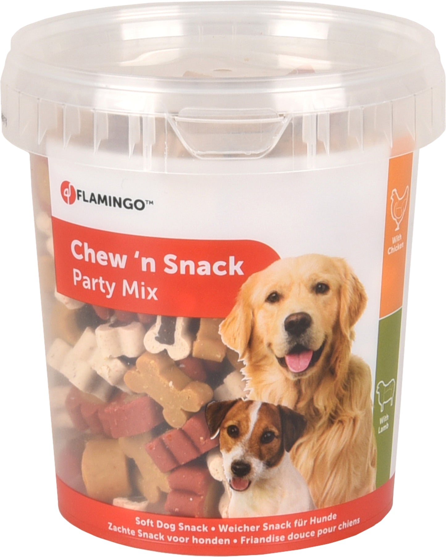 FLAMINGO CANE SNACK CHEW'N BISCOTTO PARTY MIX POLLO & AGNELLO 500 GR