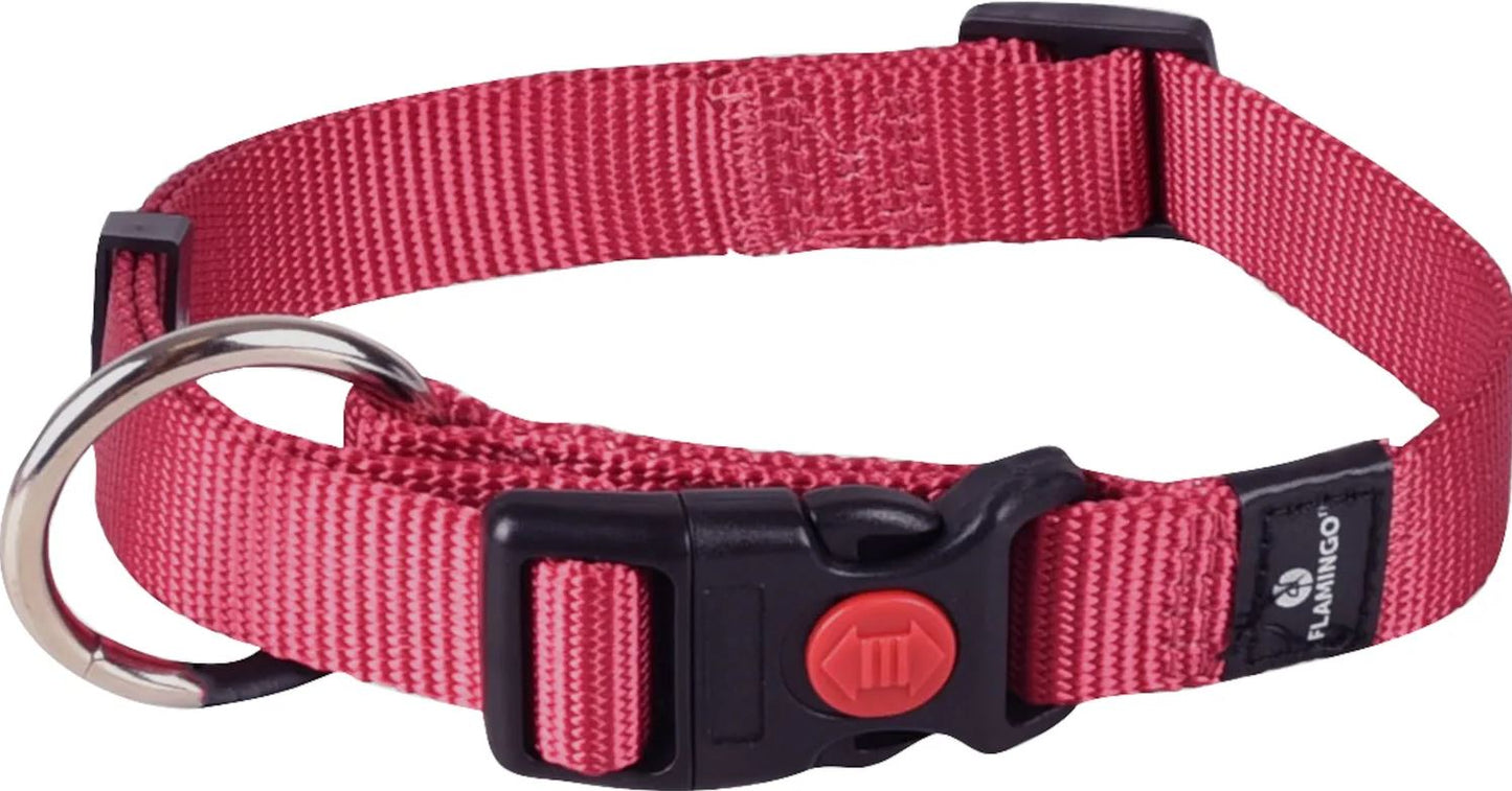 FLAMINGO CANE COLLARE IN NYLON "ZIGGI" 15 MM x 30-45 CM ROSSO CILIEGIA