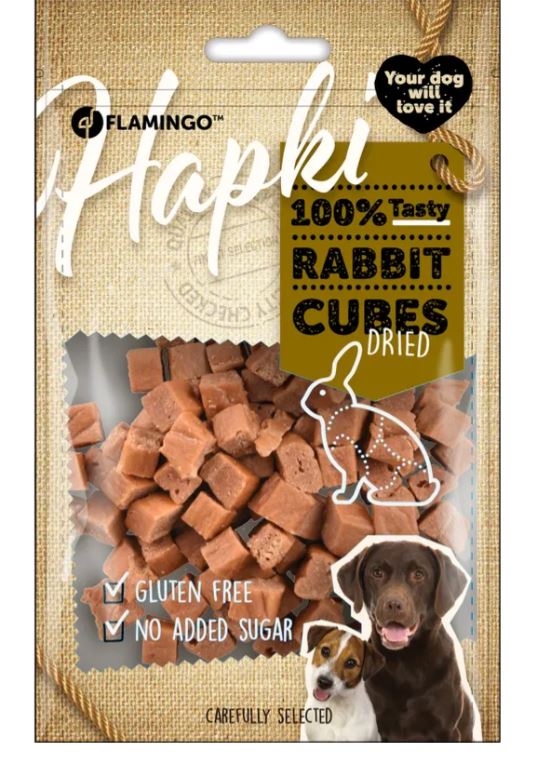 FLAMINGO CANE SNACK "HAPKI" CUBETTI DI CONIGLIO 85 GR