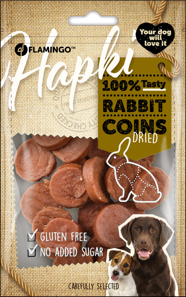 FLAMINGO CANE SNACK "HAPKI" MONETE DI CONIGLIO 85 GR