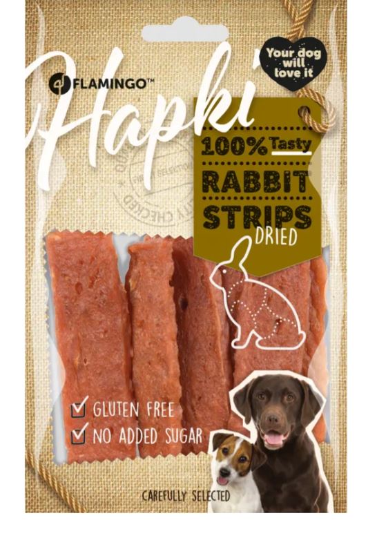FLAMINGO CANE SNACK "HAPKI" STRISCE DI CONIGLIO 85 GR