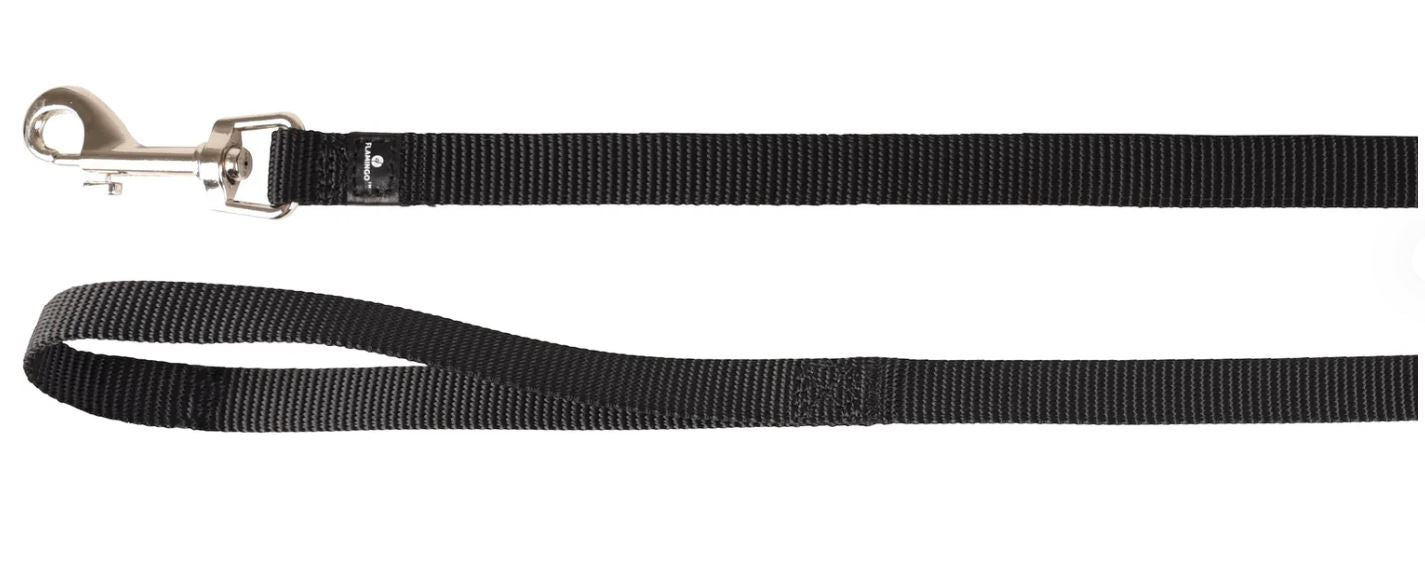 FLAMINGO CANE GUINZAGLIO IN NYLON "ZIGGI" 300 CM x 20 MM NERO