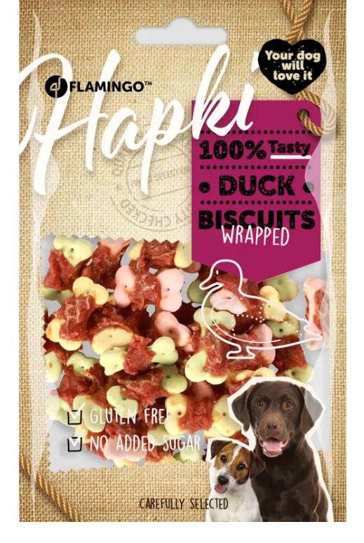 Flamingo Cane Snack "hapki" Biscottini Con Anatra 85 g