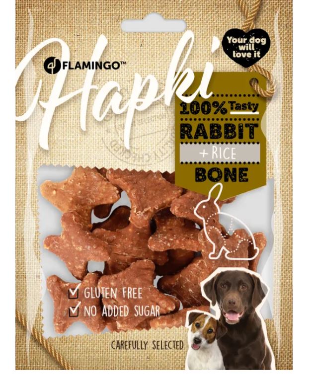 FLAMINGO CANE SNACK "HAPKI" OSSO DI CONIGLIO & RISO 170 GR