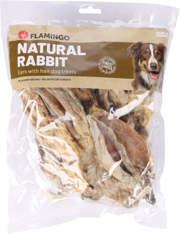 FLAMINGO CANE SNACK NATURE ORECCHIE DI CONIGLIO CON PELO 200 GR